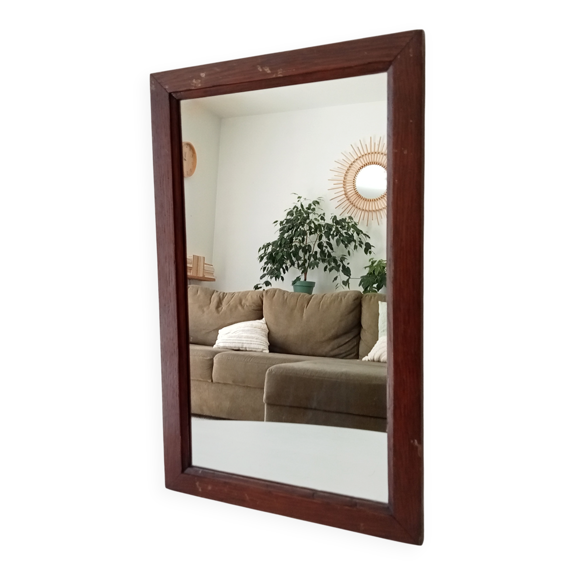 Vintage rectangular mirror in solid wood