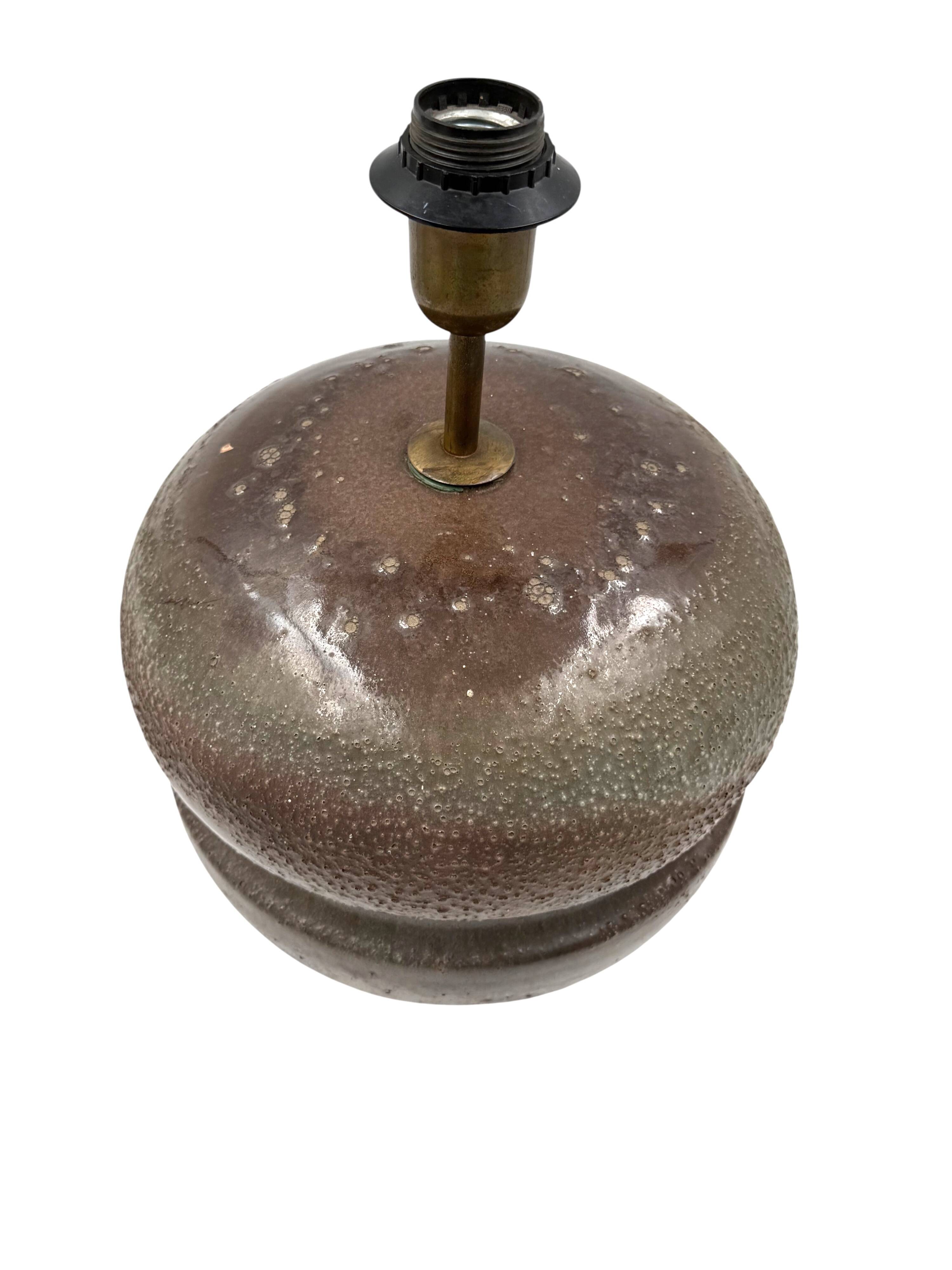 Mid-century modern brown ceramic lamp base,  France 1960s