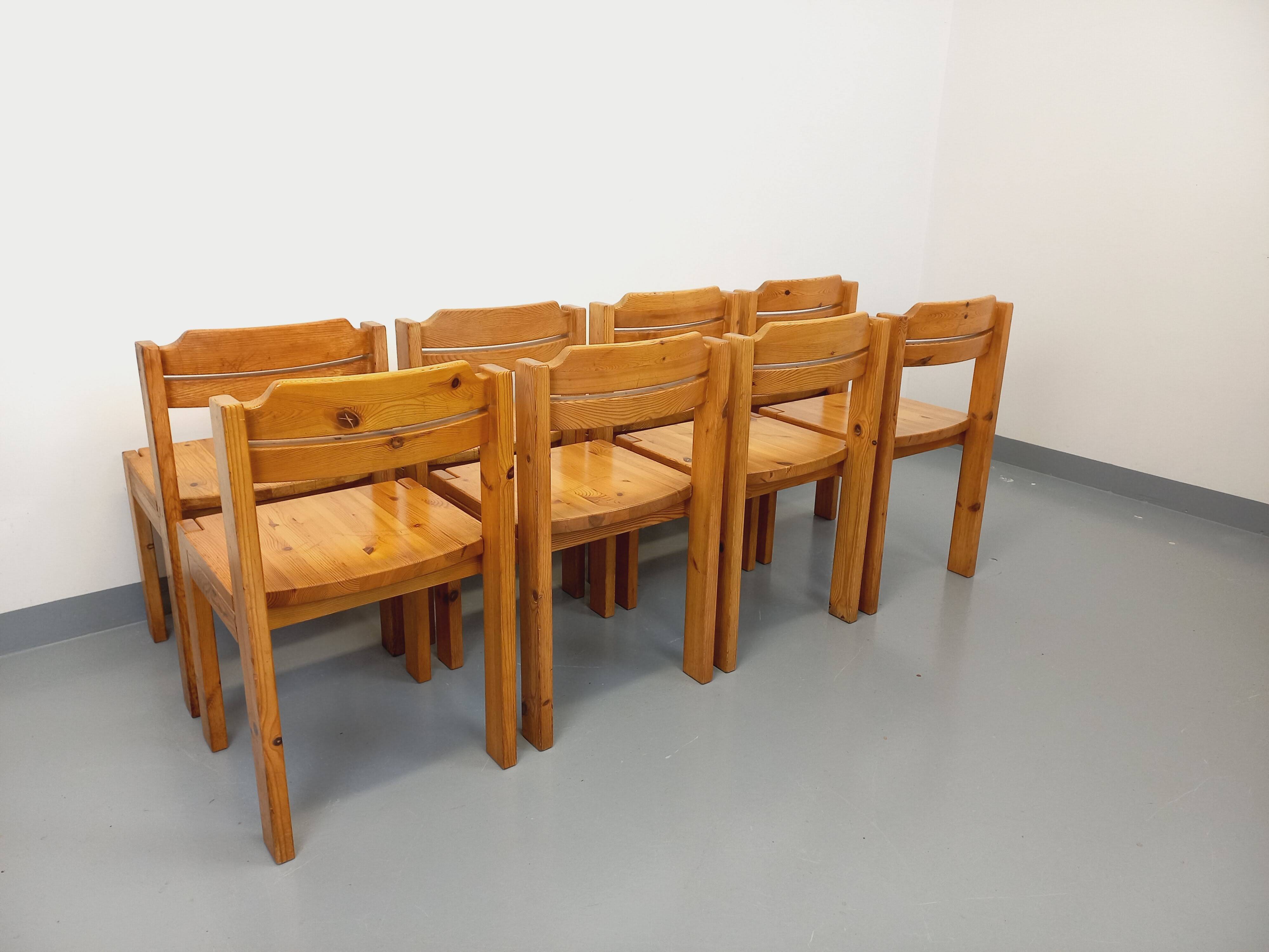 Set of 8 vintage Scandinavian chairs by Ilmari Tapiovaara for Asko in pine