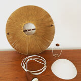Raffia bast and teak pendant lamp by Temde