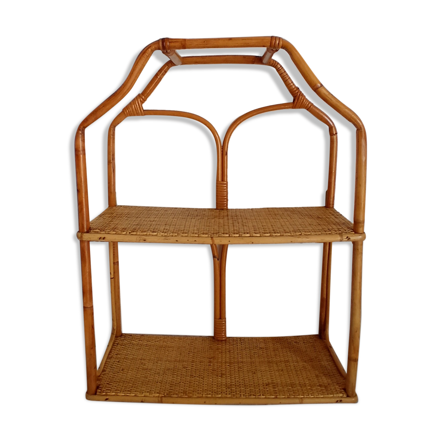 Rattan and bamboo shelf