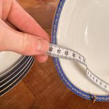 Lot 6 Deep Plates Limoges Porcelain Blue Gold Betoule & Legrand France