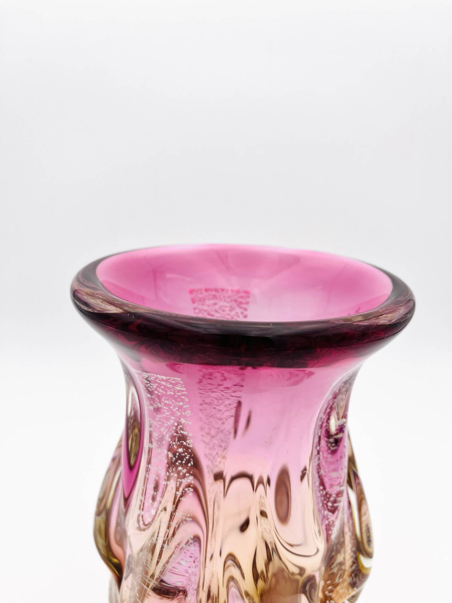 Vase Studio Glass Josef Hospodka Chribska Sommerso Feuille Argent
