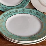 Six plates of vintage Badonviller earthenware with gold frieze