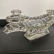 Paire de chandeliers art deco en verre