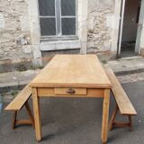 Table de ferme avec paire de bancs