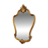 Antique Oval Wall Mirror Gold Leaf Wood Louis XV Style Pediment