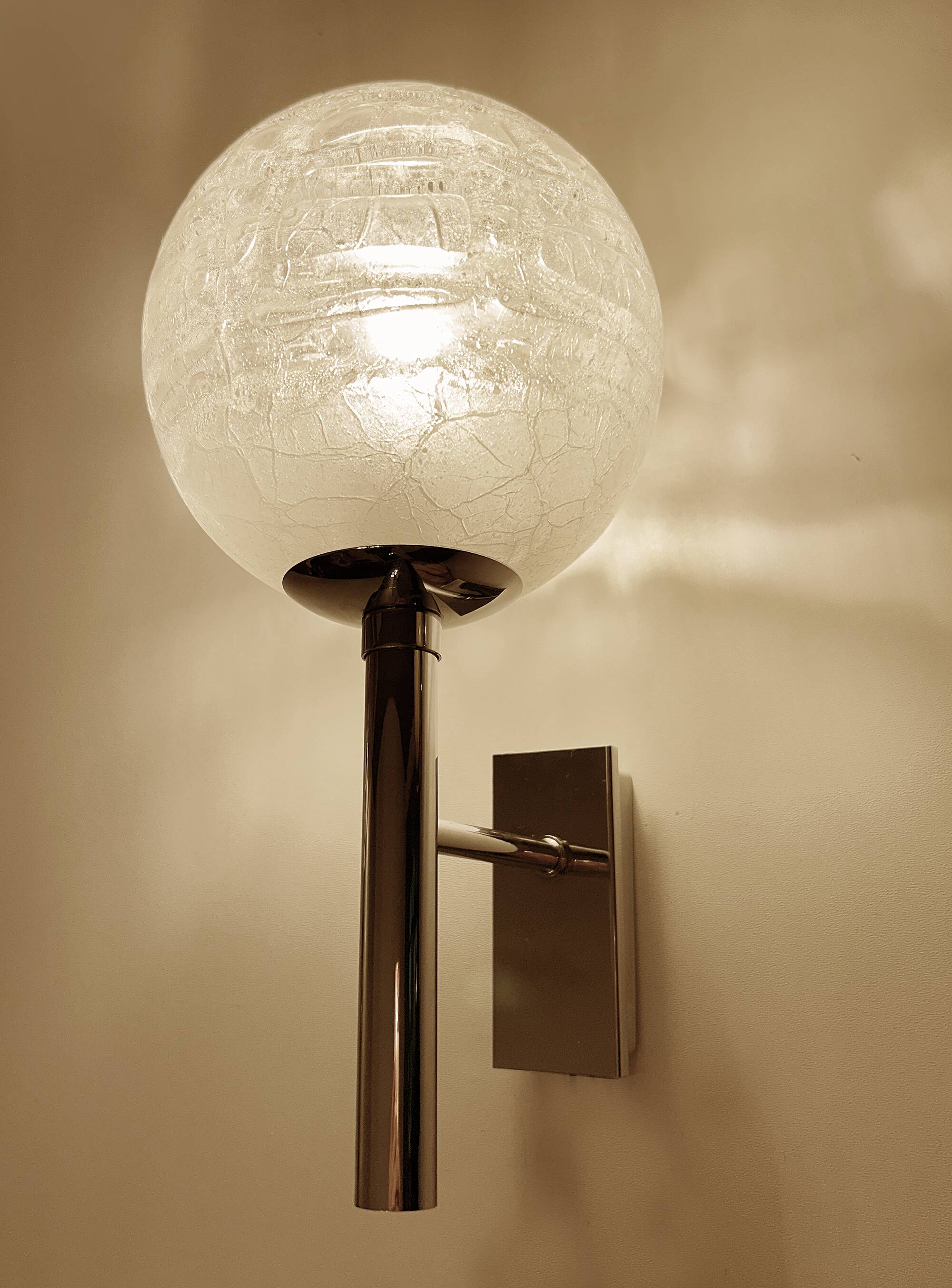 Pair Vintage Brutalist Bubble Glass Sconces