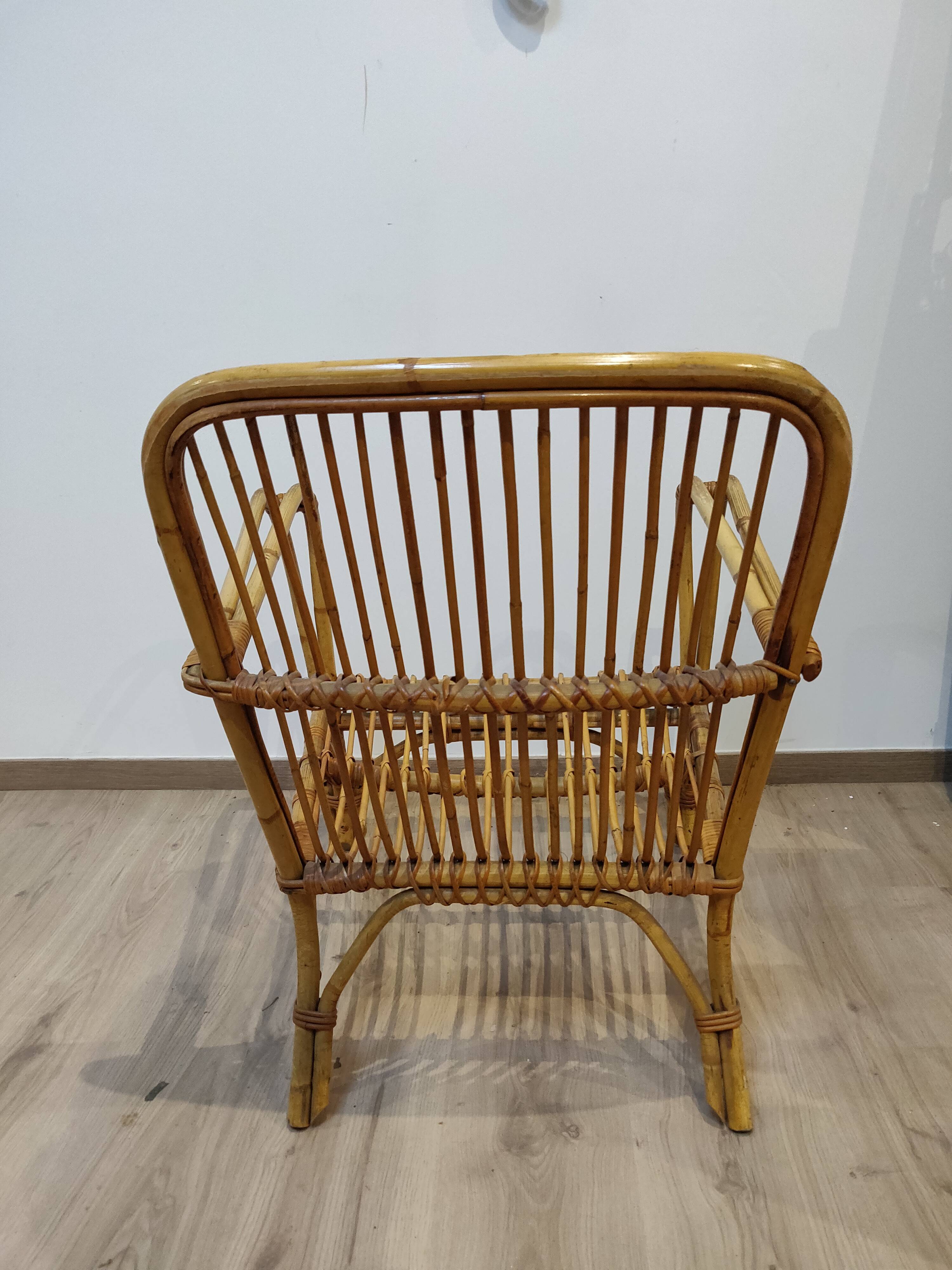 Vintage rattan armchair 60s