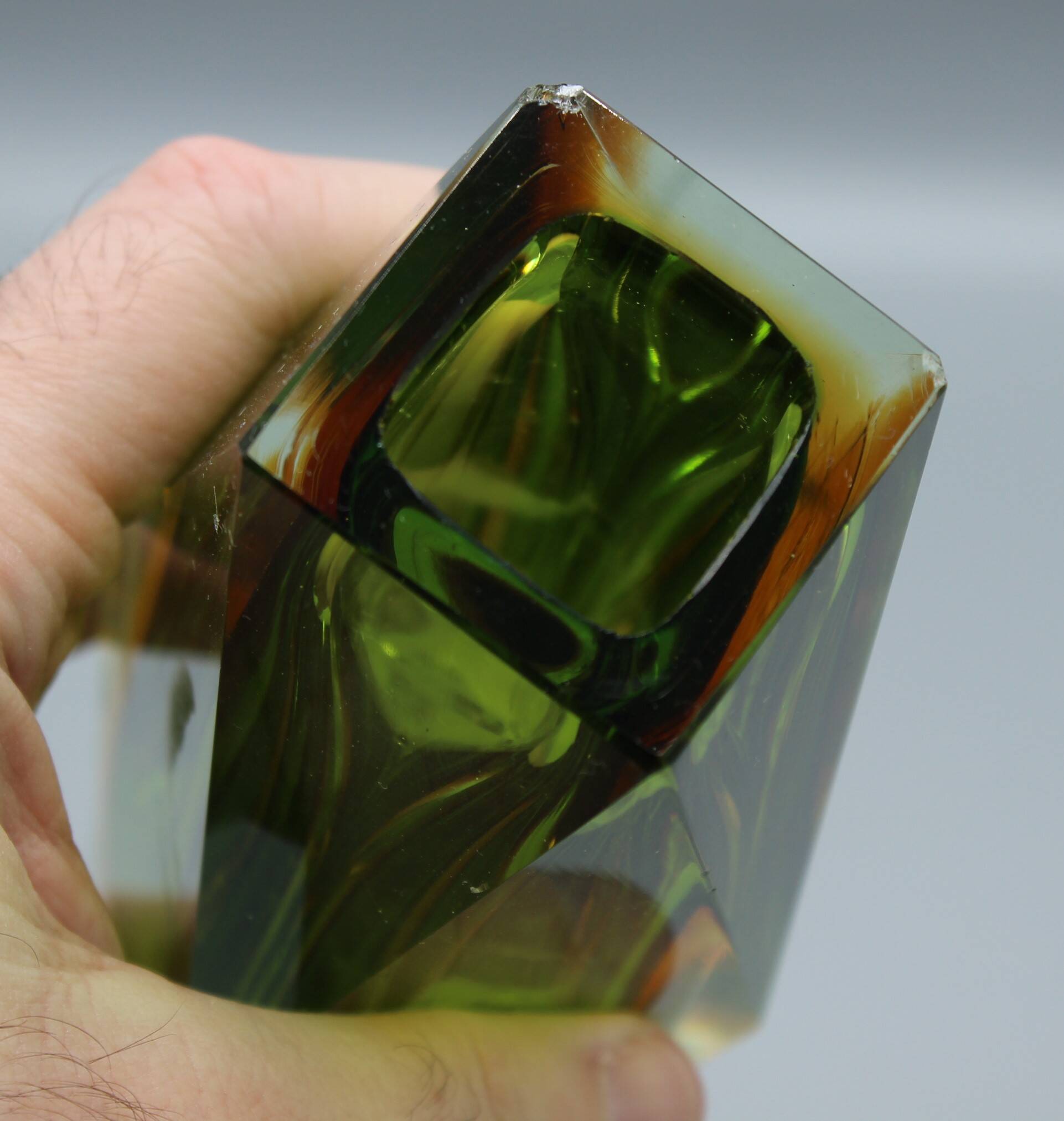 Vintage sommerso vase murano glass flavio polished seguso italy 1970