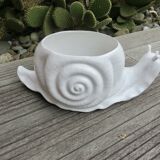 Cache pot zoomorphe "escargot" en céramique blanche 1970 1980