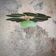 Rattan and Green Linen Flower Pendant Light and Vintage Clichy Glass Globe