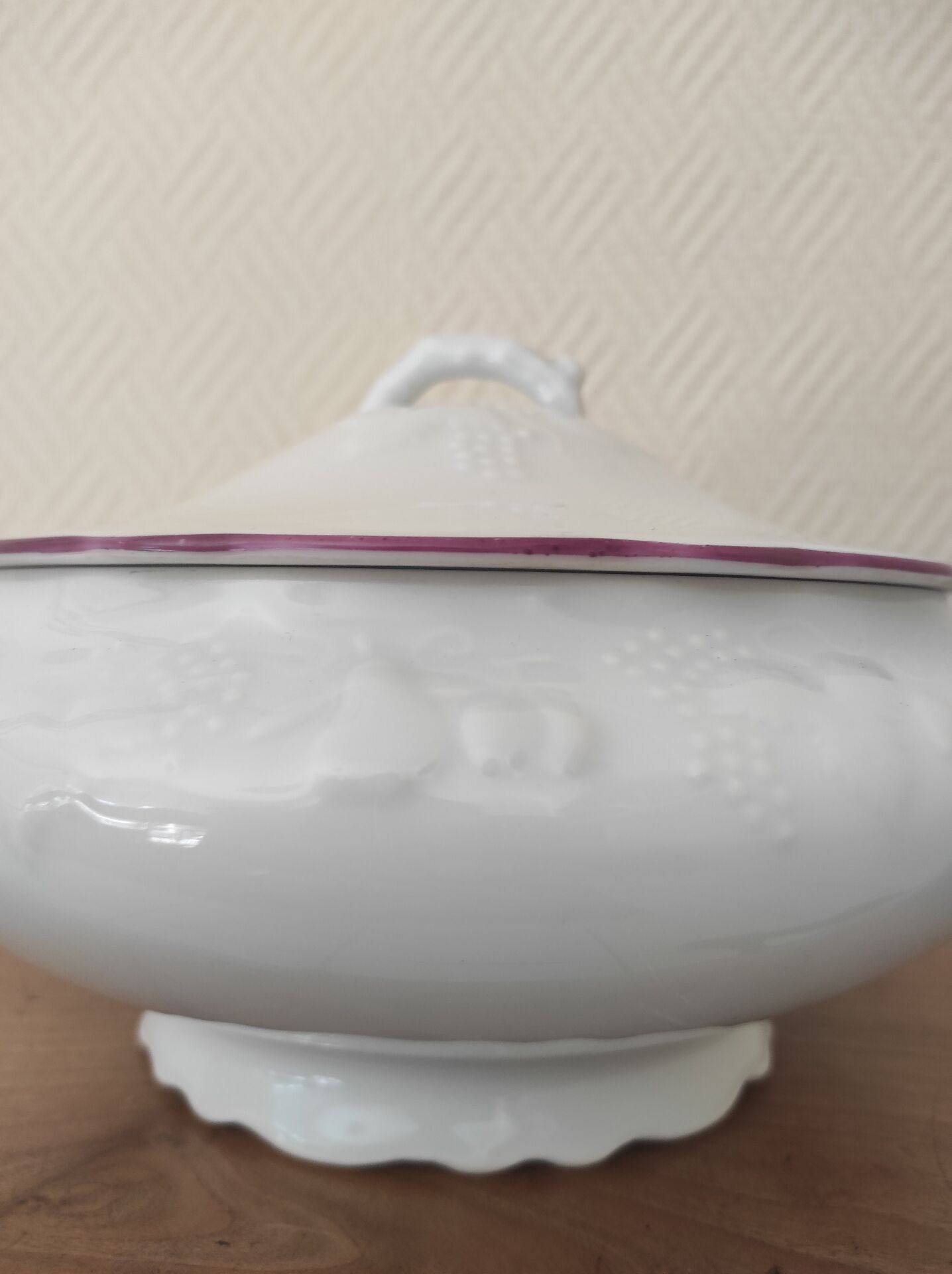 Vegetable soup tureen porcelain Ph. Deshoulière California series decoration