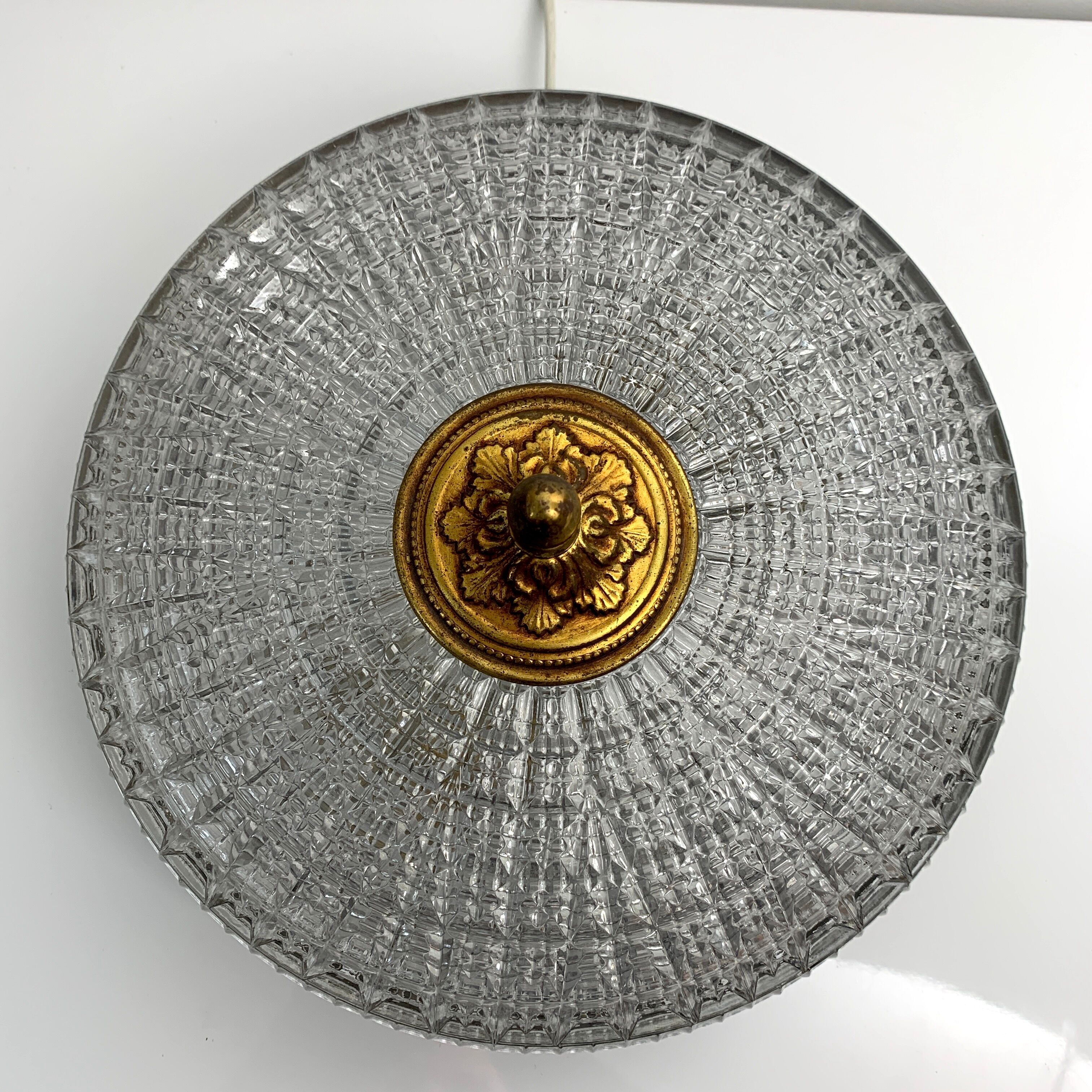 Ceiling lamp old gold crystal Lucien Gau