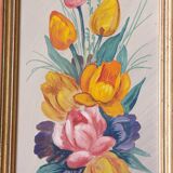 Floral painting table signed