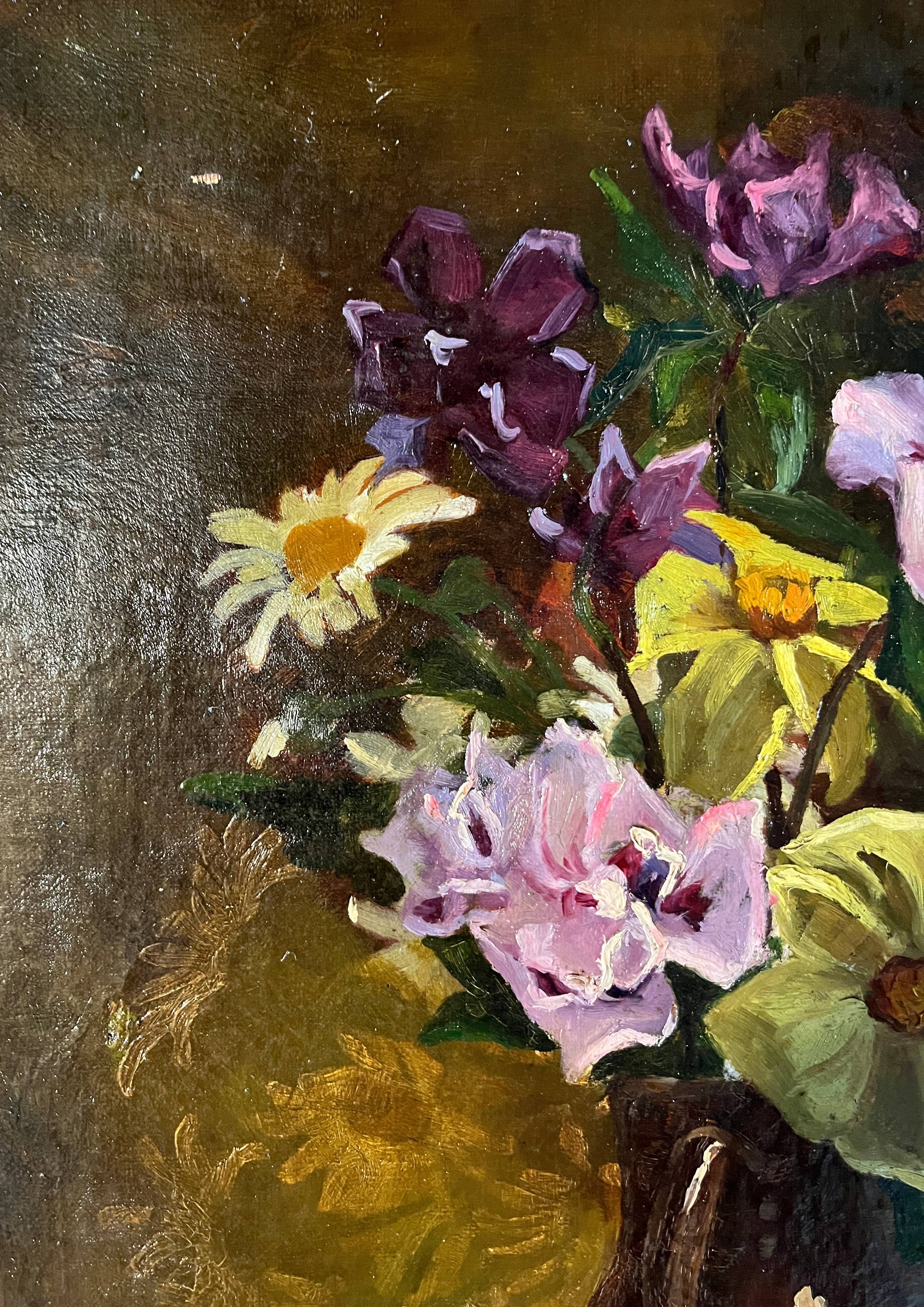 HST painting "Vase and bouquet of flowers" 20th century