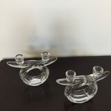 Pair of Art Deco Cristallerie de Vannes candlesticks