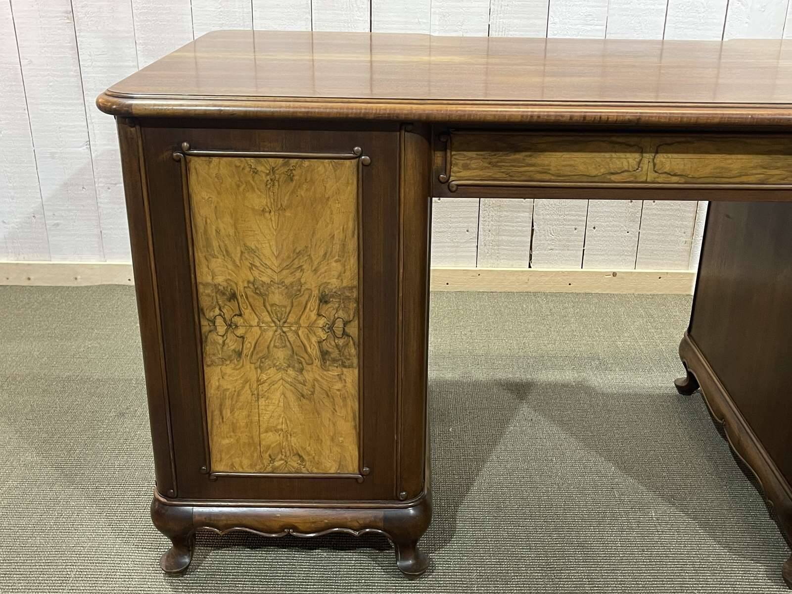 1950s English desk in walnut and oak