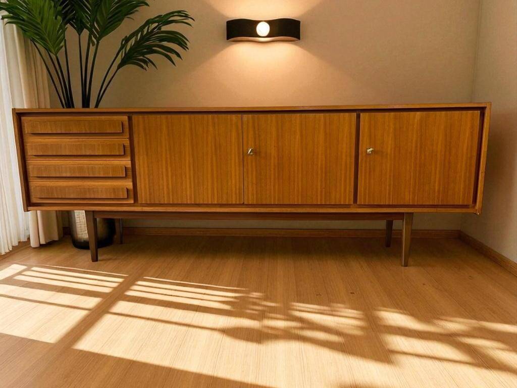 XL vintage wooden sideboard / buffet / chest of drawers