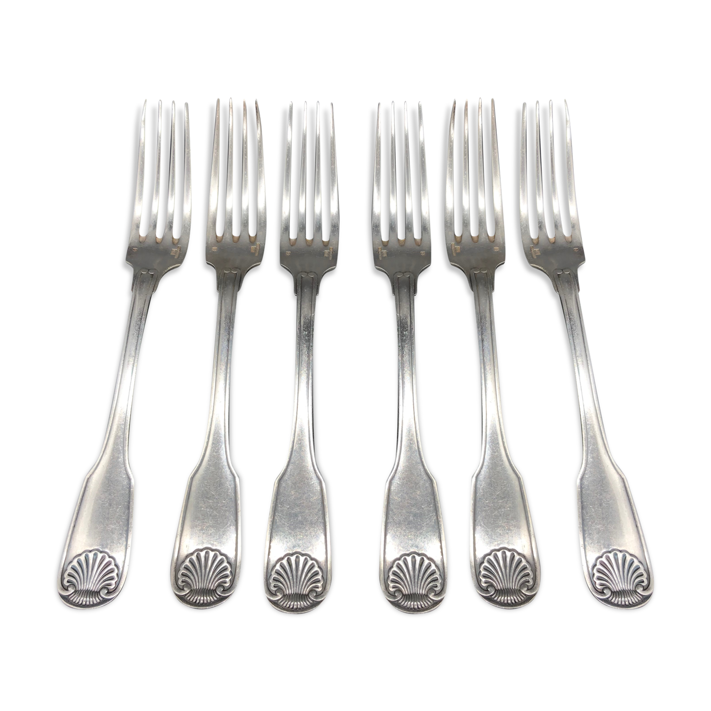 6 forks Christofle model Vendome shell