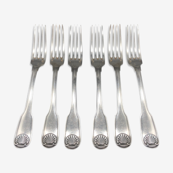 6 fourchettes Christofle modele Vendome coquille