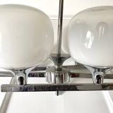 Space Age chandelier, Italian design, chrome and glass