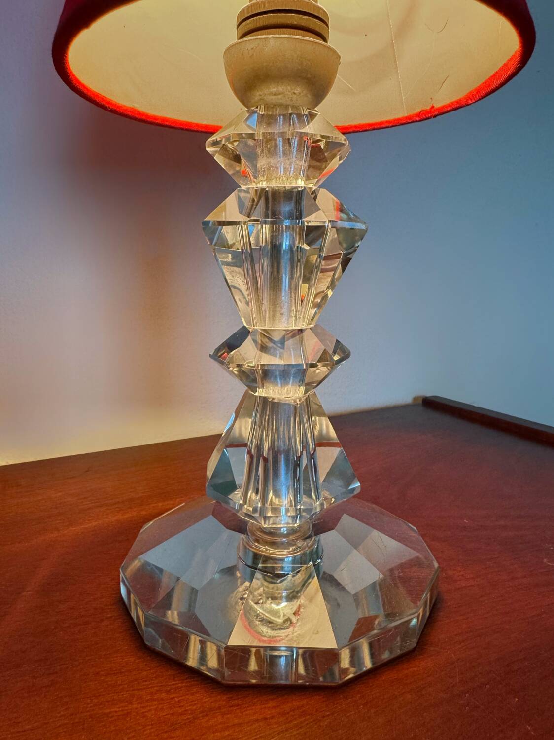 Art Deco crystal lamp in the style of Adnet