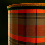 Cylindrical silk lampshade with check pattern