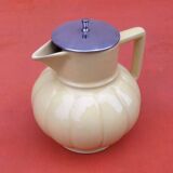 Art Deco Teapot / Teapot with metal infuser Yellow fluted ceramic