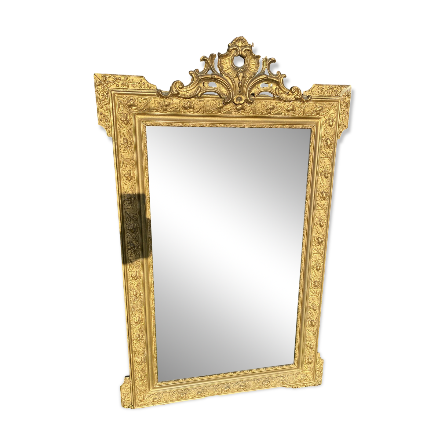 Large antique mercury-gilded mirror from the Napoleon III period