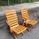 Pair of Clairitex France 1970 solid wood lounge chairs