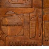 Victory of Segonzac. Triptych panel in carved wood. Contemporary.