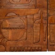 Victoire de Segonzac. Panneau triptyque en bois sculpté. Contemporain