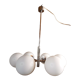 Chrome Sputnik chandelier and white frosted glass globes