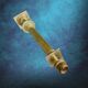 Large vintage brass lamp base in neoclassical column style with a copper socket.