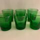 6 green whiskey glasses, bubbles and Biot soufflés