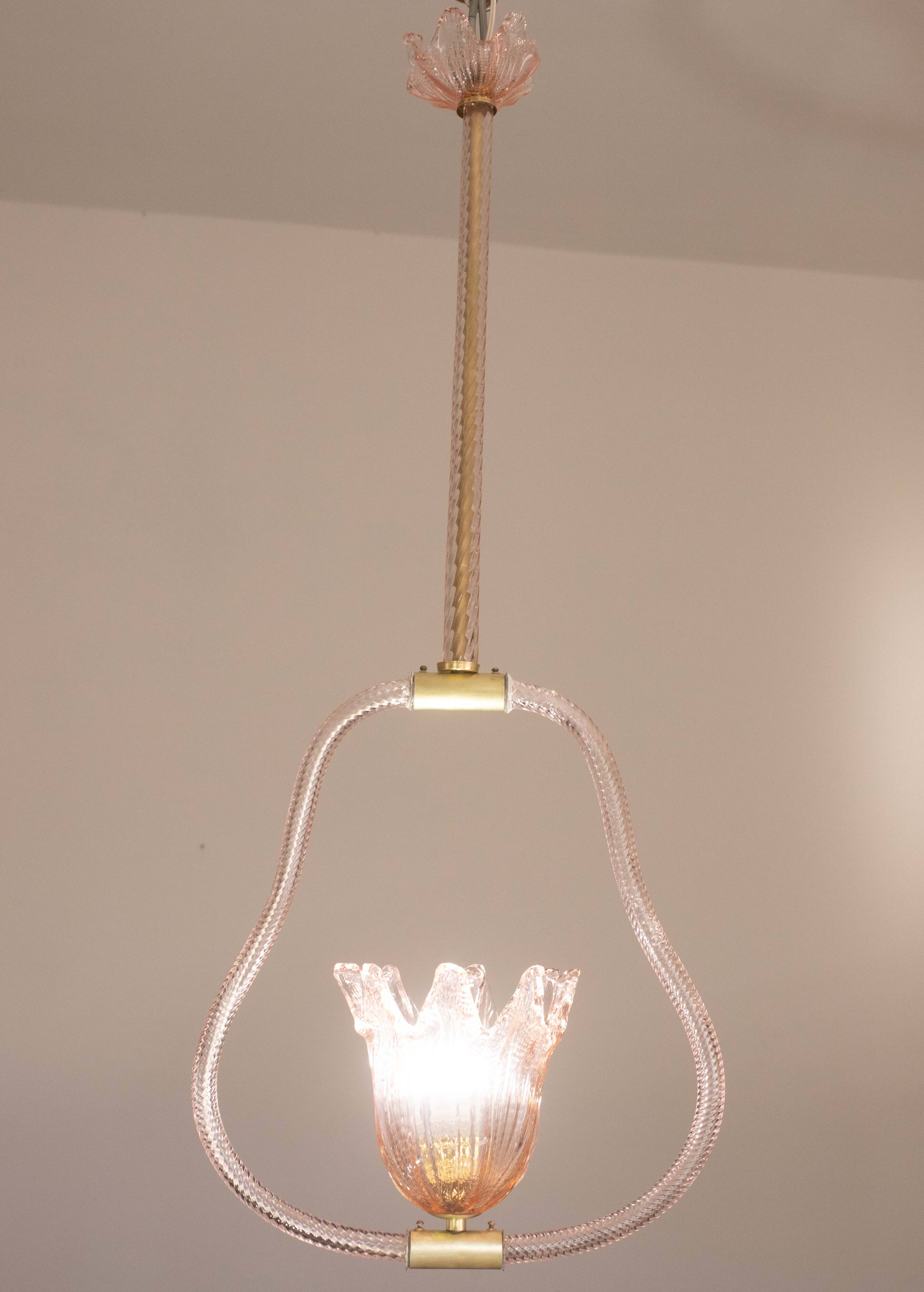 Pink Jewel Murano Glass Chandelier by Barovier e Toso, 1950s