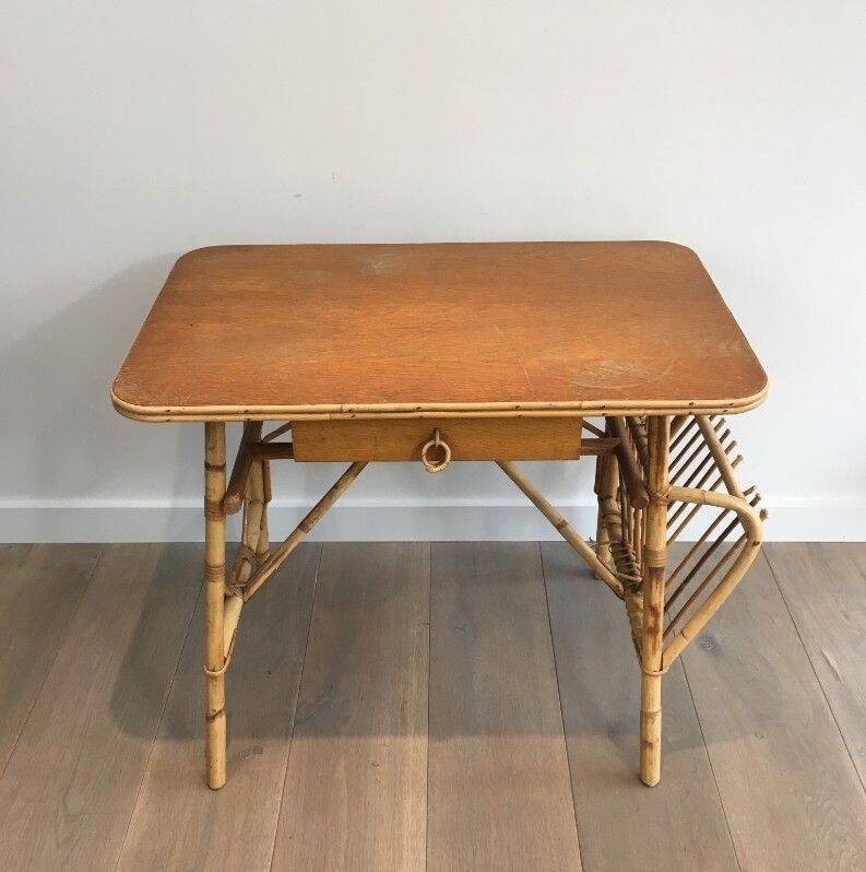 Rattan desk (a small chip on the magazine rack)