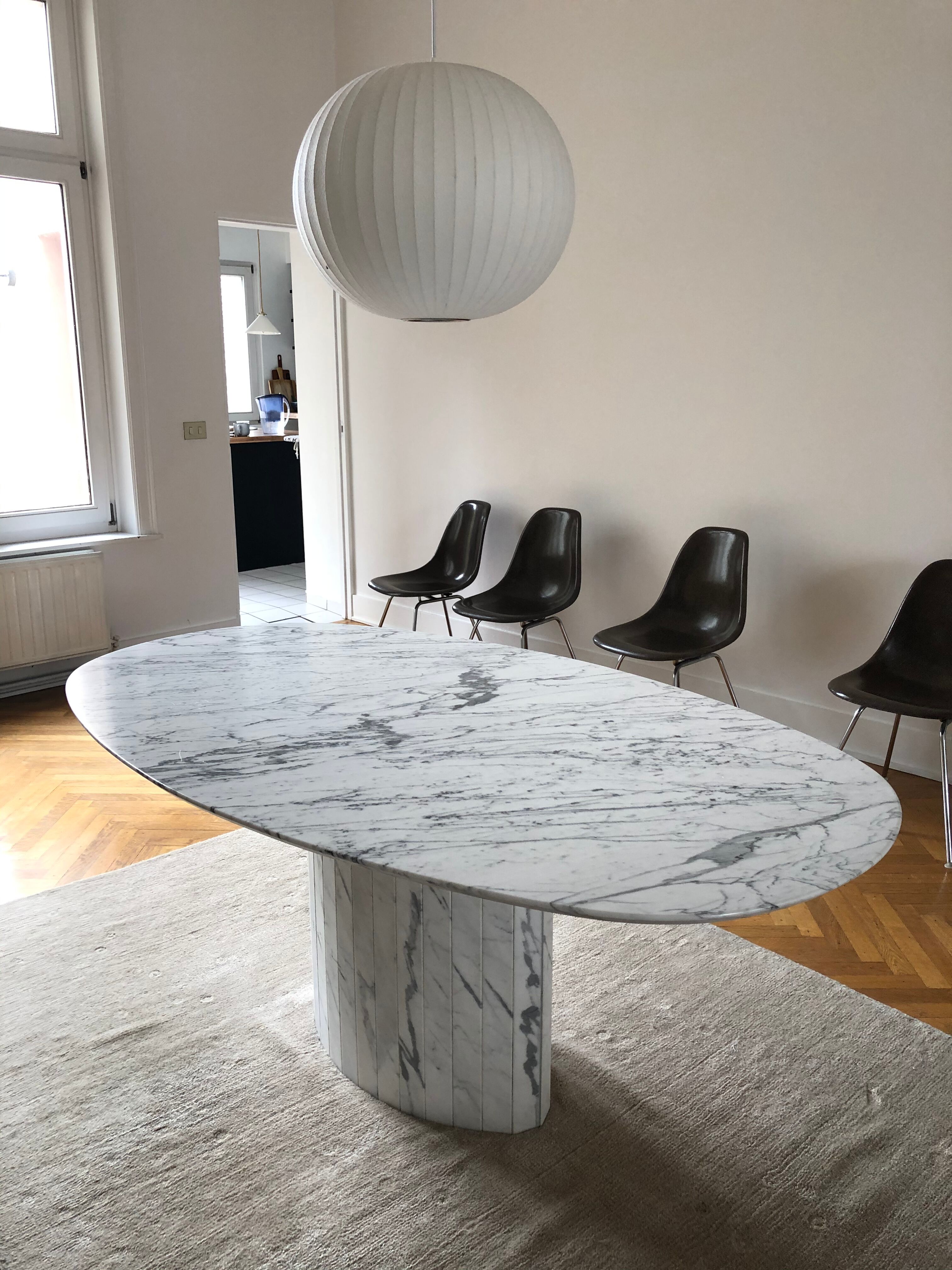 Table marbre arabescato Italie vintage