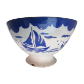 Old Art Deco Bowl from Badonviller: Blue Boats