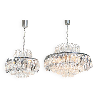 Paire de lustres en cristal viennois vintage, années 70