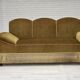 1950s, 2 seater sofa/daybed, light green furniture velour, ash wood legs.