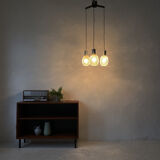 Cascading pendant lamp with structured glass shades