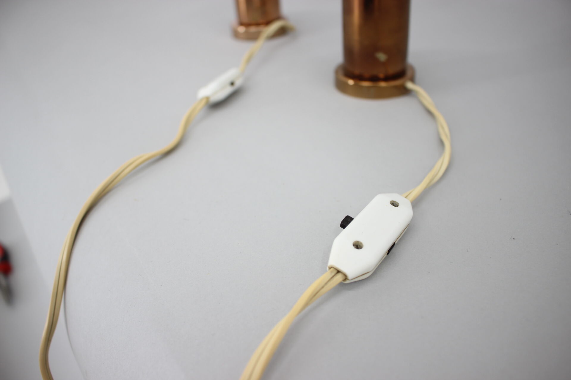 1970s pair of copper table lamps by kamenický šeno, czechoslovakia