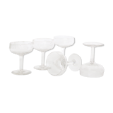 Set of 5 chiseled glass champagne cups