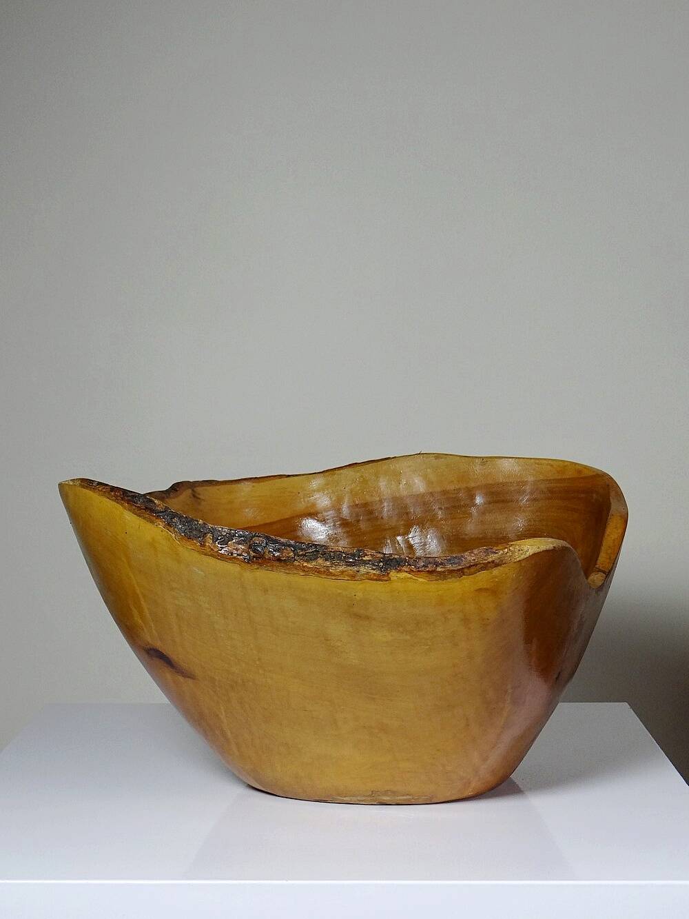 Large olive wood bowl Riviera brutalist craftsmanship circa 1950