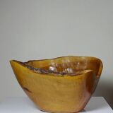 Large olive wood bowl Riviera brutalist craftsmanship circa 1950
