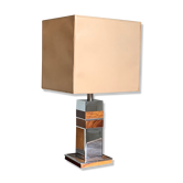 Vintage table lamp chrome and wood seventies