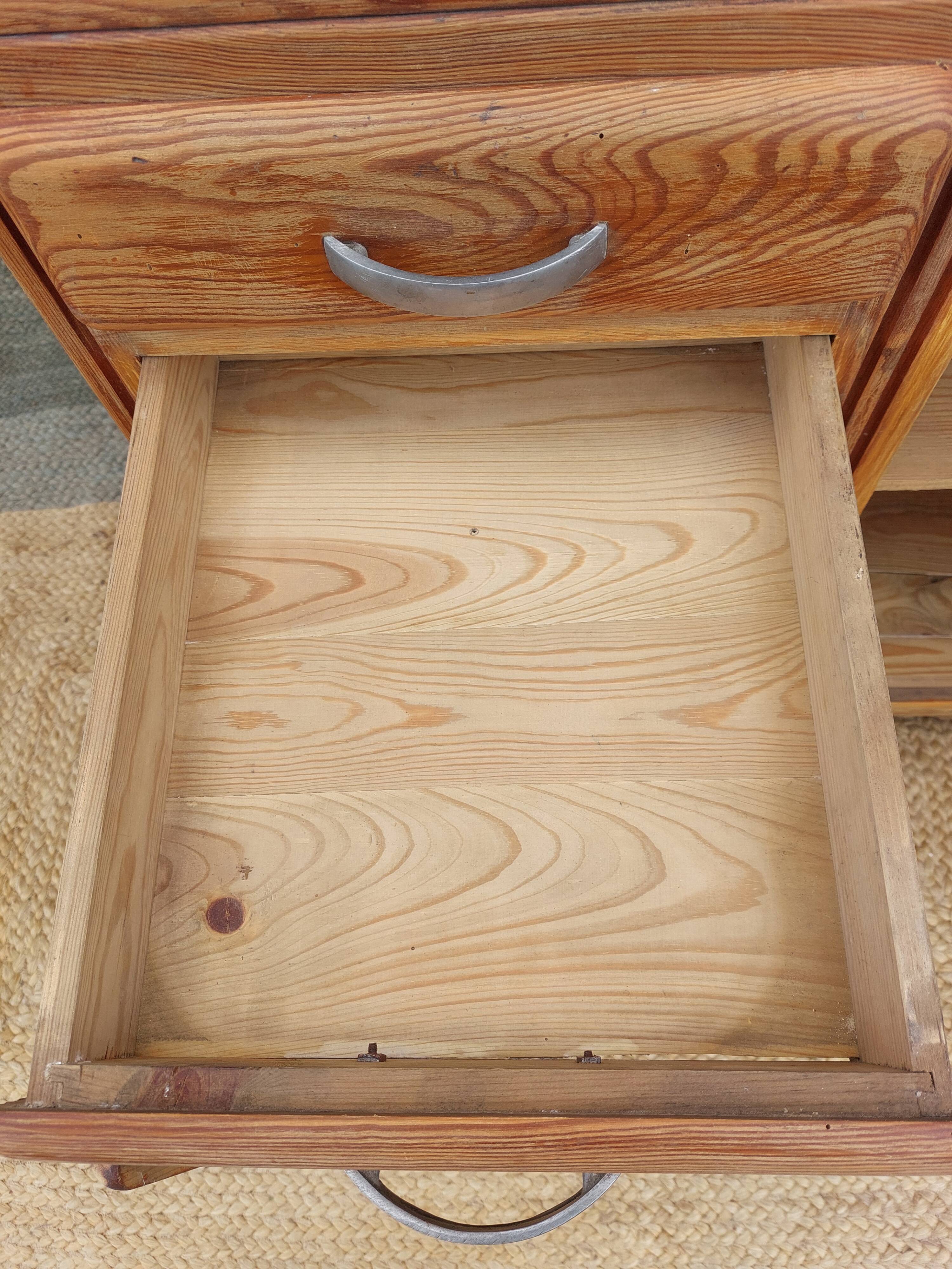 Vintage wooden buffet with a marble top.