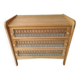 Commode rotin vintage authentique